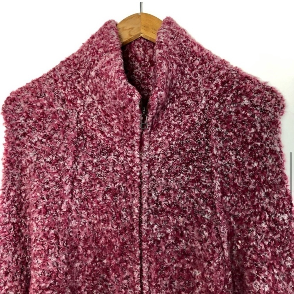 𝅺unique Mohair Knit Short Sleeve Zip Up Stretch Baggy Sweater Cardigan Coat - Picture 7 of 13